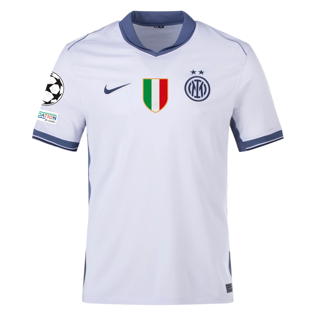 Nike Inter Milan Away Jersey w/ Champions League + Scudetto Patch 24/25 (Summit White/Iris Whisper)