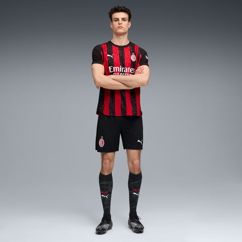 Puma Gimenez Men's AC Milan Authentic Home Jersey 25/26 w/ Seria A Patch (Red/Black)