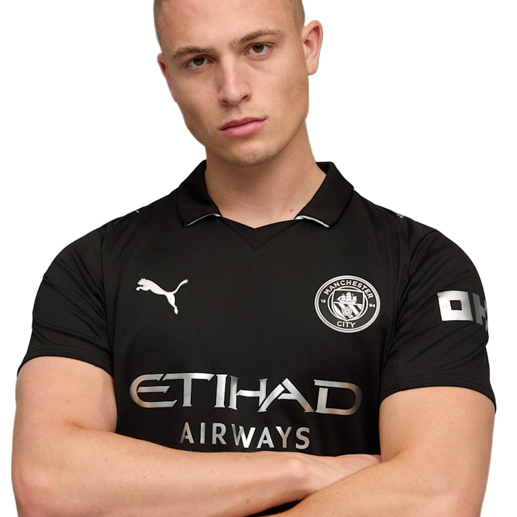 Puma Rodrigo Men's Manchester City Away Jersey 25/26 w/ NRFR + EPL Patches (Puma Black)