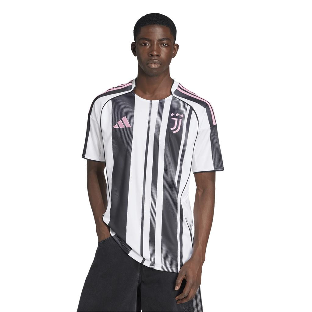 adidas Men's Juventus J. David Home Jersey w/ Serie A Patch 25/26 (White/Black/Pink)