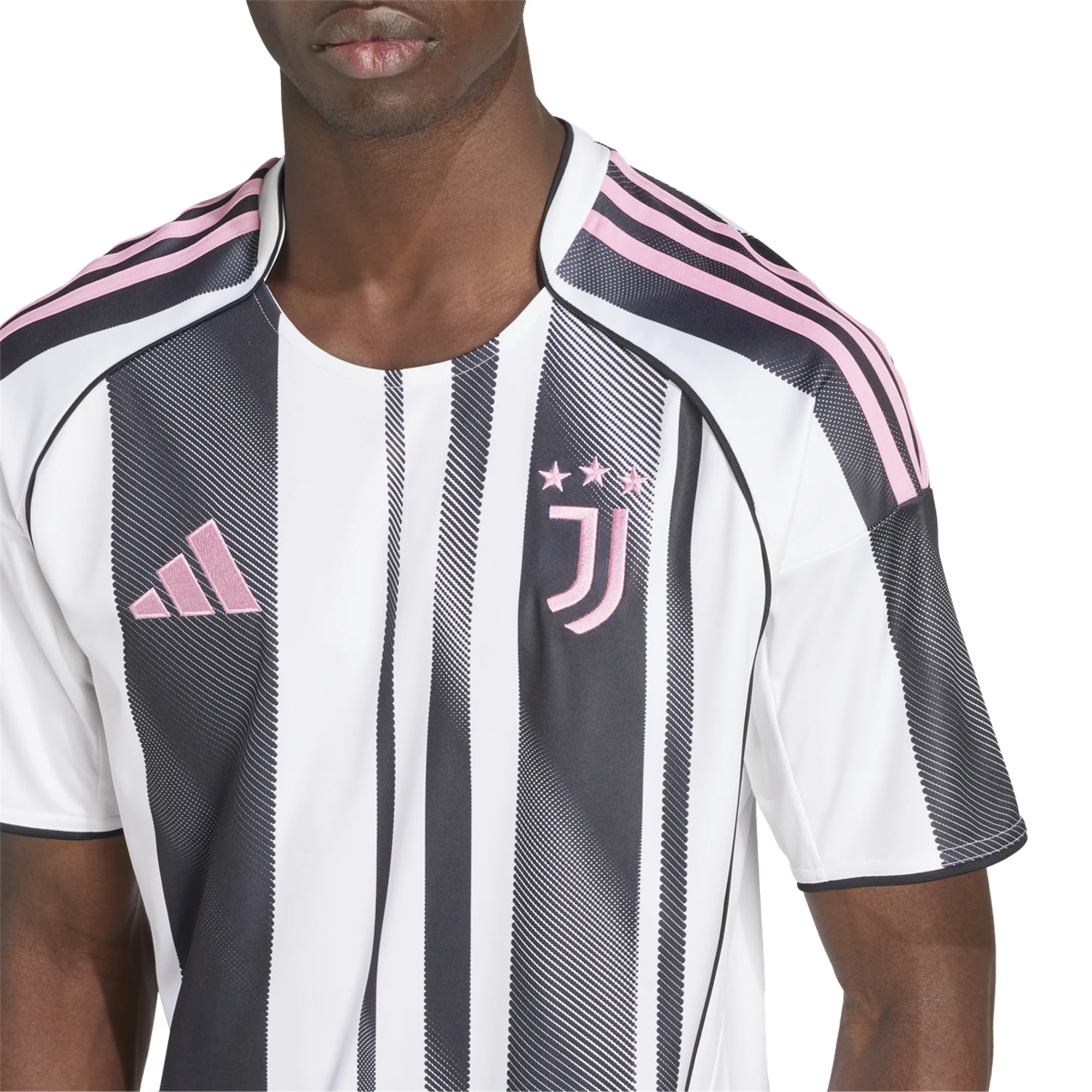 adidas Juventus Home Jersey w/ Champions League Patches 25/26 (White/Black/Pink)