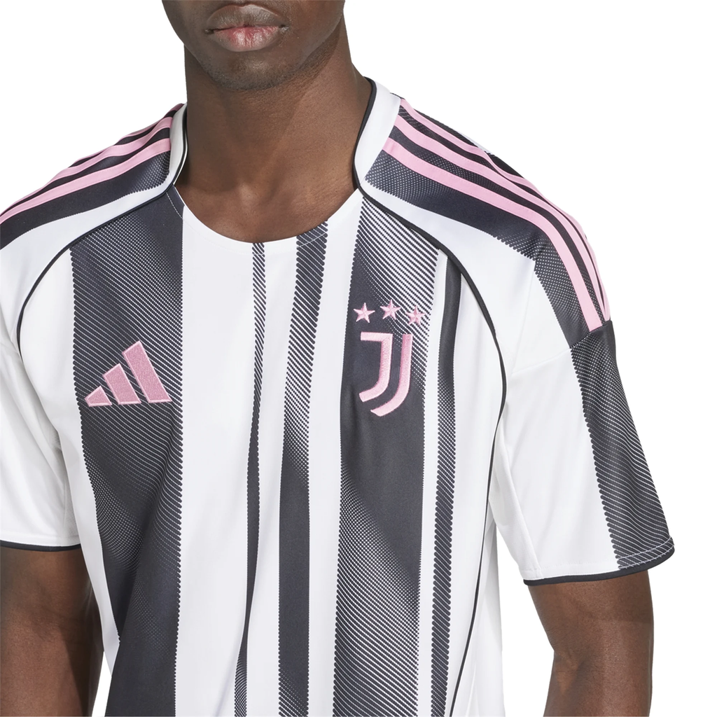 adidas Men's Juventus Rugani Home Jersey w/ Serie A Patch 25/26 (White/Black/Pink)