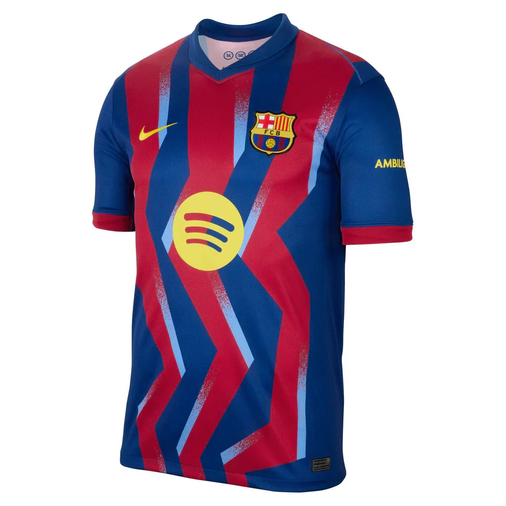 Nike Men's FC Barcelona Kounde 4th Jersey 25/26 w/ La Liga Patches (Blue/Red/Yellow)