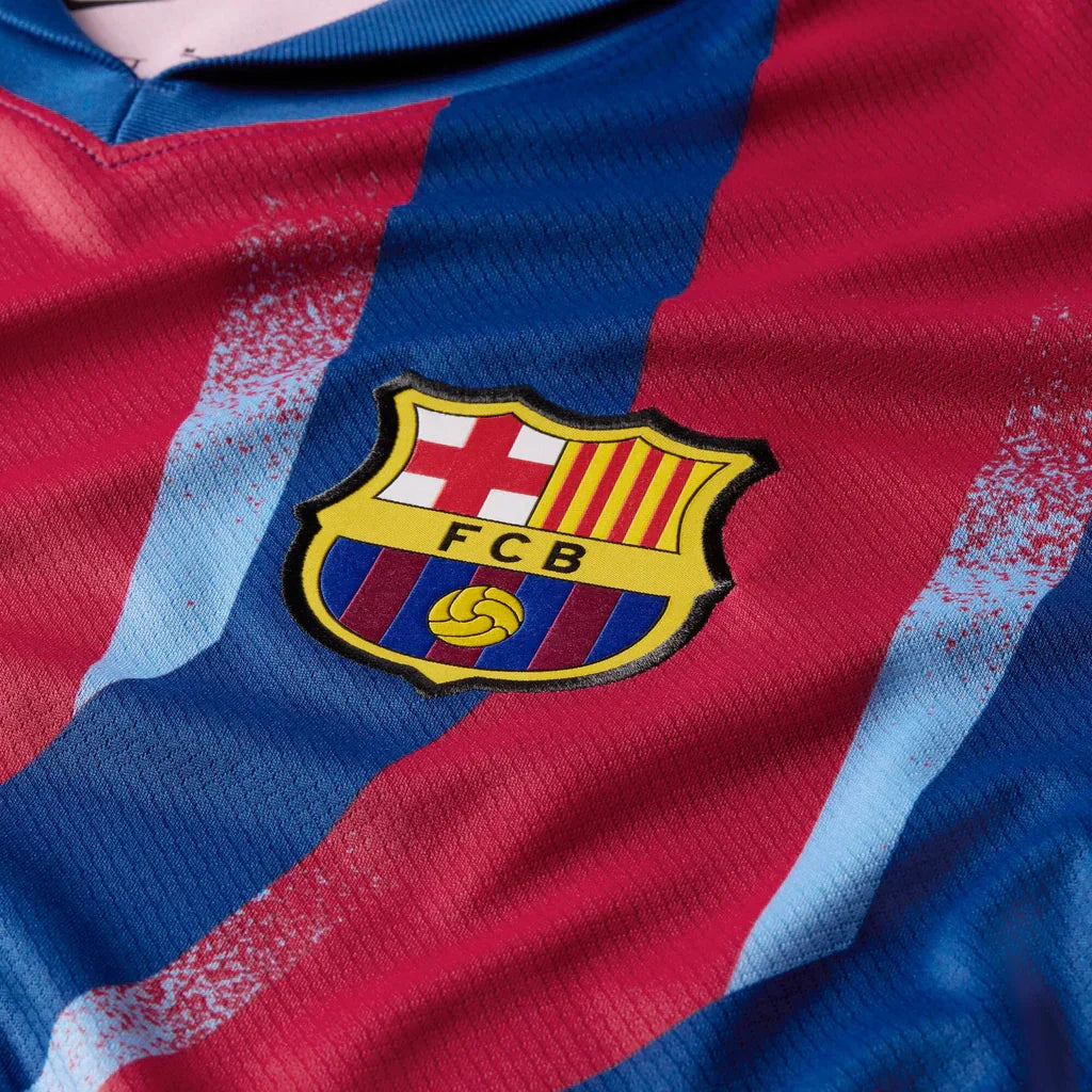 Nike Men's FC Barcelona Kounde 4th Jersey 25/26 w/ La Liga Patches (Blue/Red/Yellow)