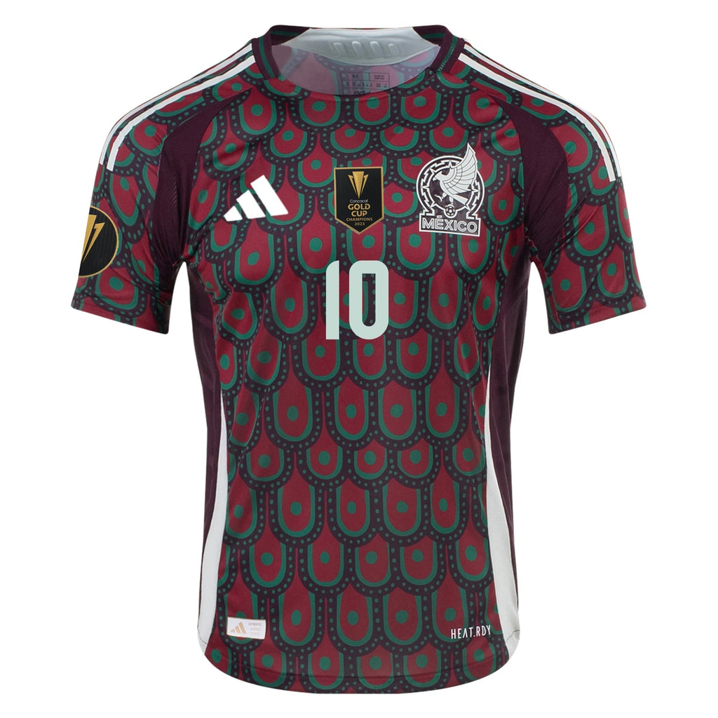 adidas Alexis Vega Mexico Authentic Home Jersey 24/25 w/ Gold Cup 2025 Patches (Multicolor)