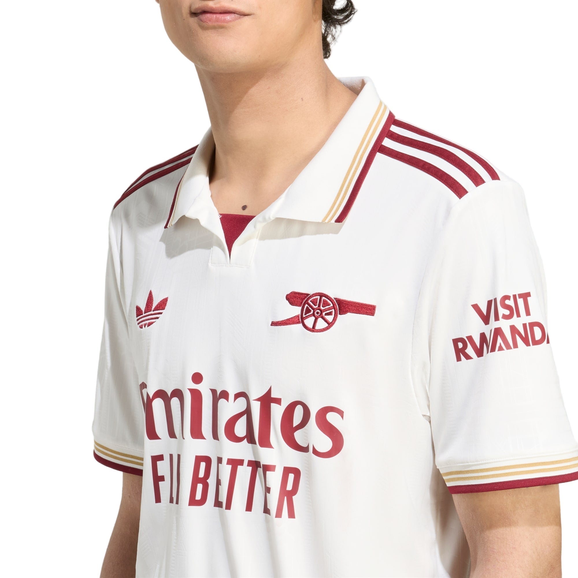 adidas White Men's Arsenal FC Third Jersey 25/26 w/ NRFR + EPL Patches (White/Burgundy)