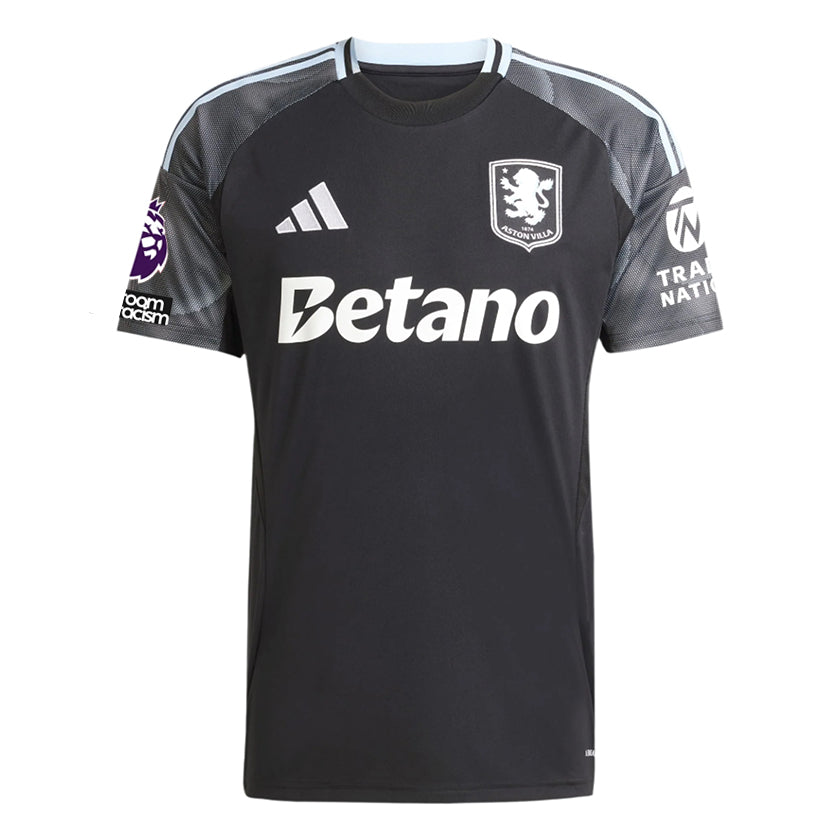 adidas Cash Men's Aston Villa 25/26 Away Jersey w/ EPL + NRFR Patches (Black/Global Blue)