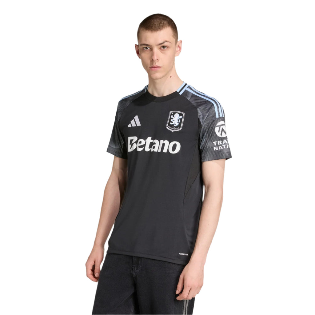 adidas Kamara Men's Aston Villa 25/26 Away Jersey w/ EPL + NRFR Patches (Black/Global Blue)