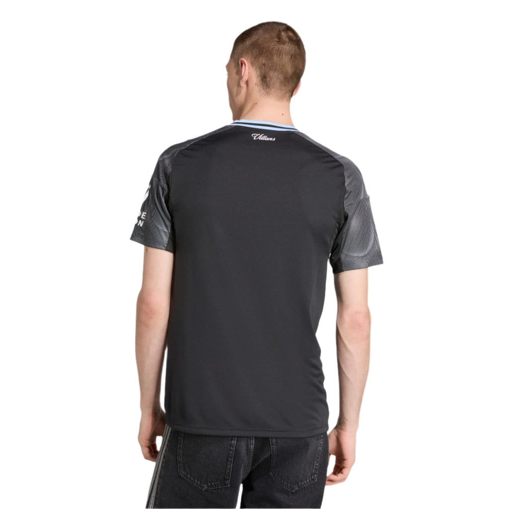 adidas Guessand Men's Aston Villa 25/26 Away Jersey w/ EPL + NRFR Patches (Black/Global Blue)