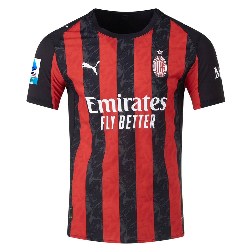 Puma Gabbia Men's AC Milan Authentic Home Jersey 25/26 w/ Seria A Patch (Red/Black)
