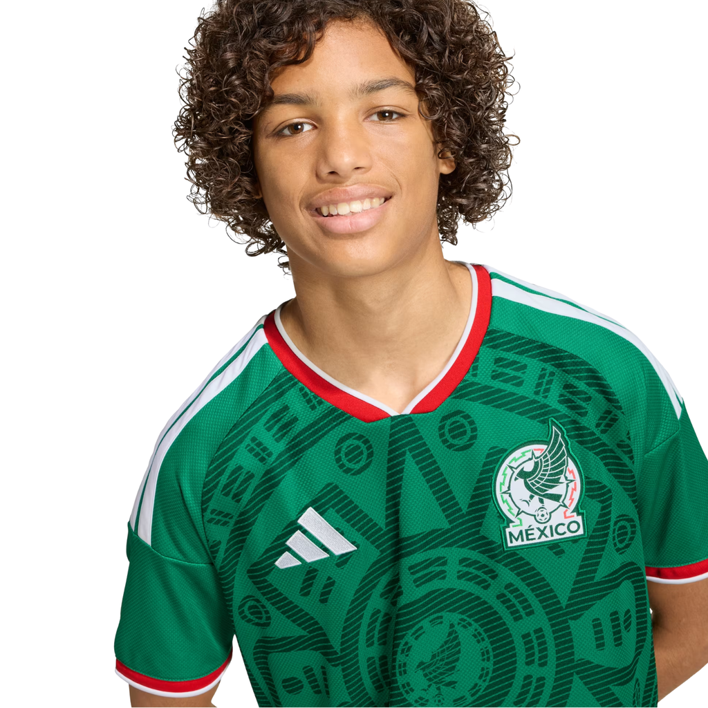 adidas Youth C. Rodriguez Mexico 2026 Home World Cup Jersey (Bold Green)