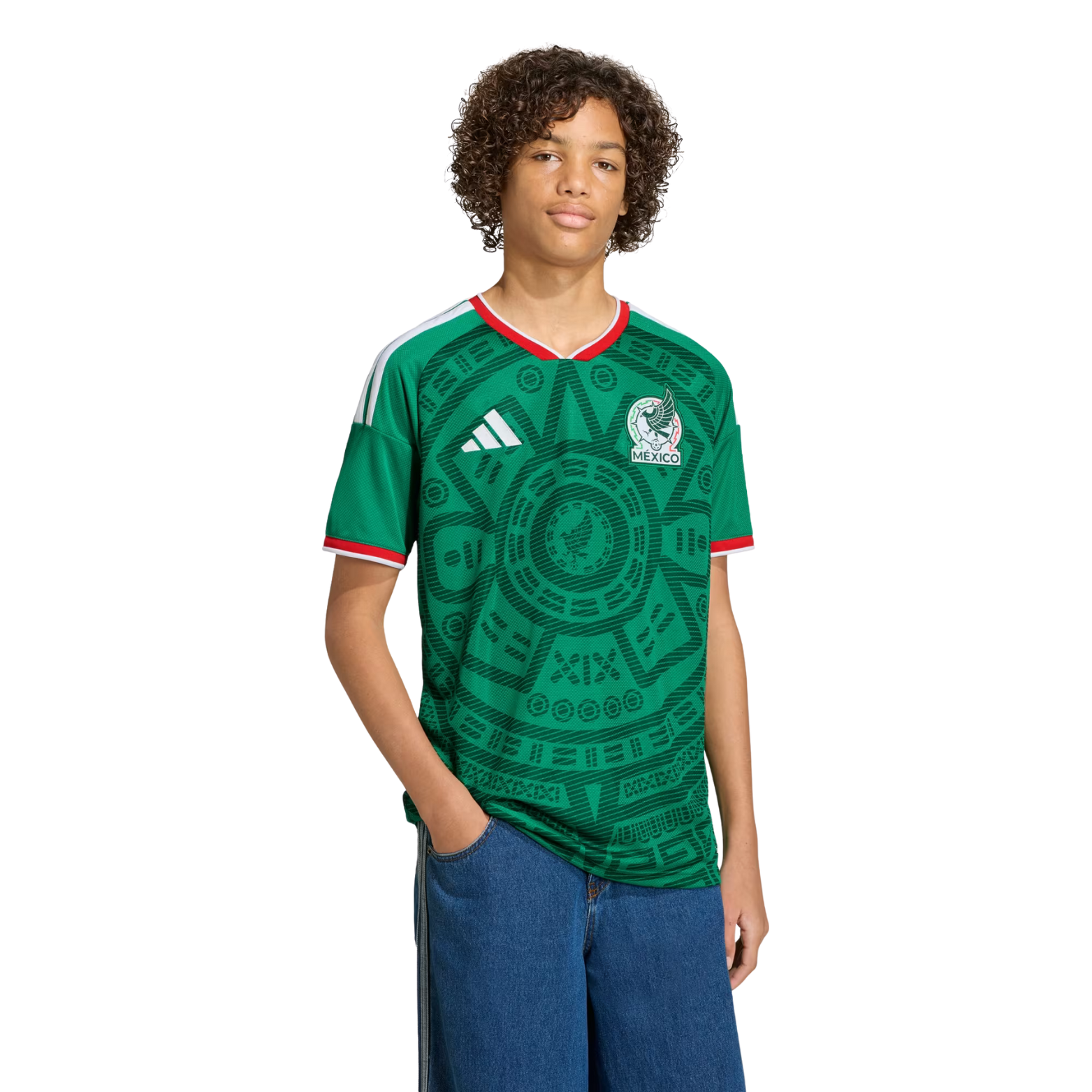 adidas Youth J. Corona Mexico 2026 Home World Cup Jersey (Bold Green)