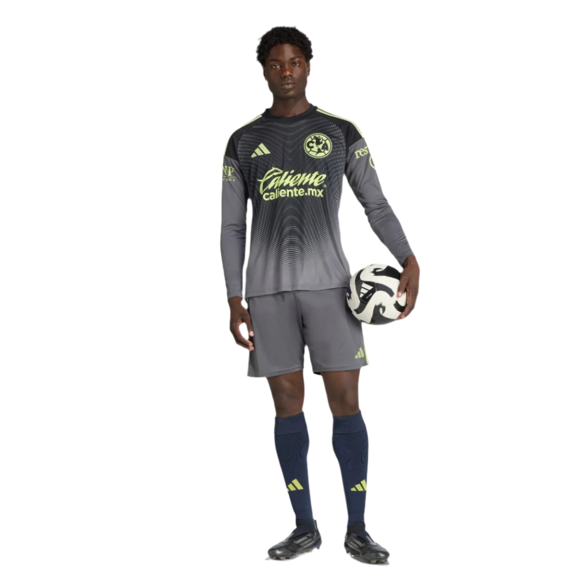 adidas Club AmÃ©rica 25/26 Long Sleeve Goalkeeper Jersey (Black/Grey/Lime Green)