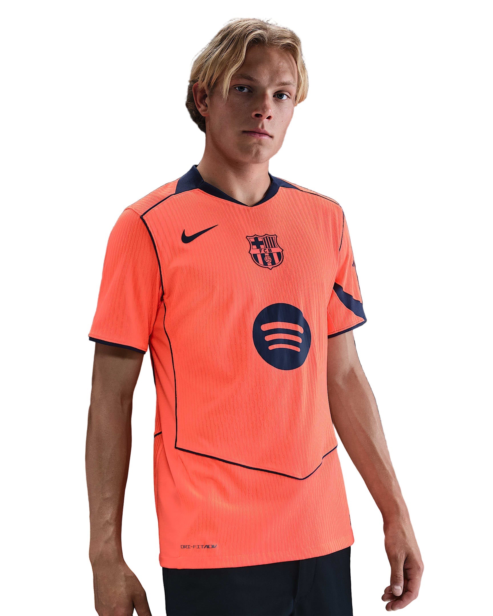 Nike Rashford FC Barcelona Third T90 Authentic Jersey 25/26 w/ Champions League Patches (Mango/Navy)