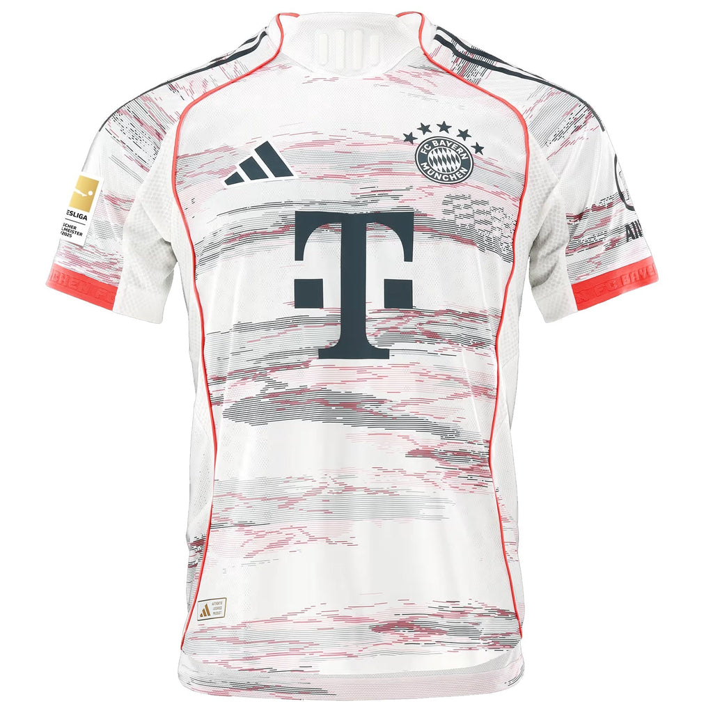 adidas Bayern Munich Authentic Away Jersey 25/26 w/ Sponsor + Meister Bundesliga Patch (White/Red)