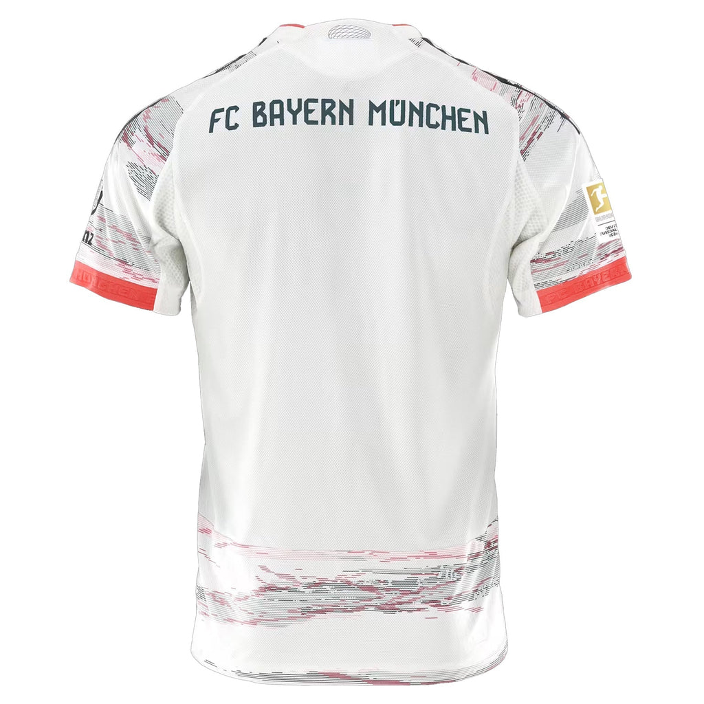 adidas Laimer Authentic Away Jersey 25/26 w/ Sponsor + Meister Bundesliga Patch (White/Red)