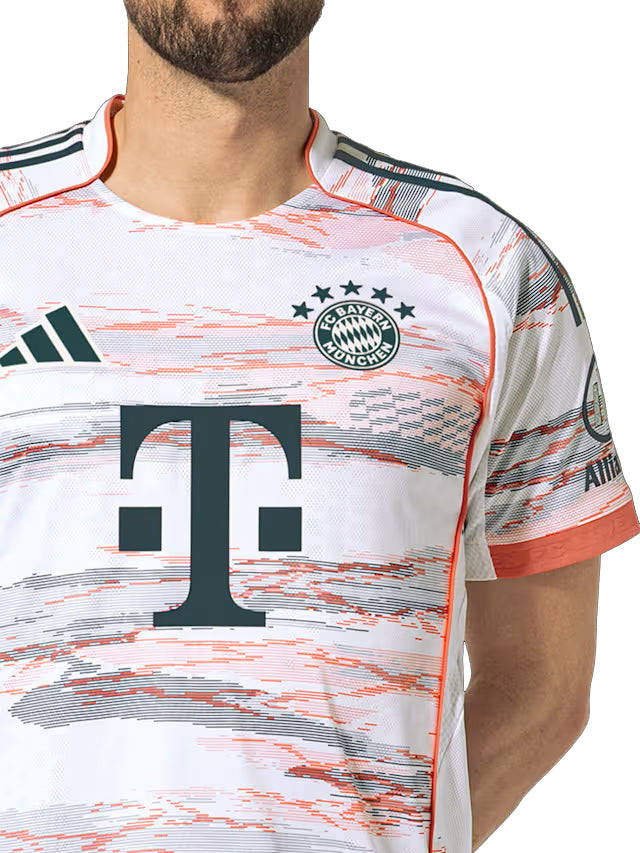 adidas Dier Authentic Away Jersey 25/26 w/ Sponsor + Meister Bundesliga Patch (White/Red)