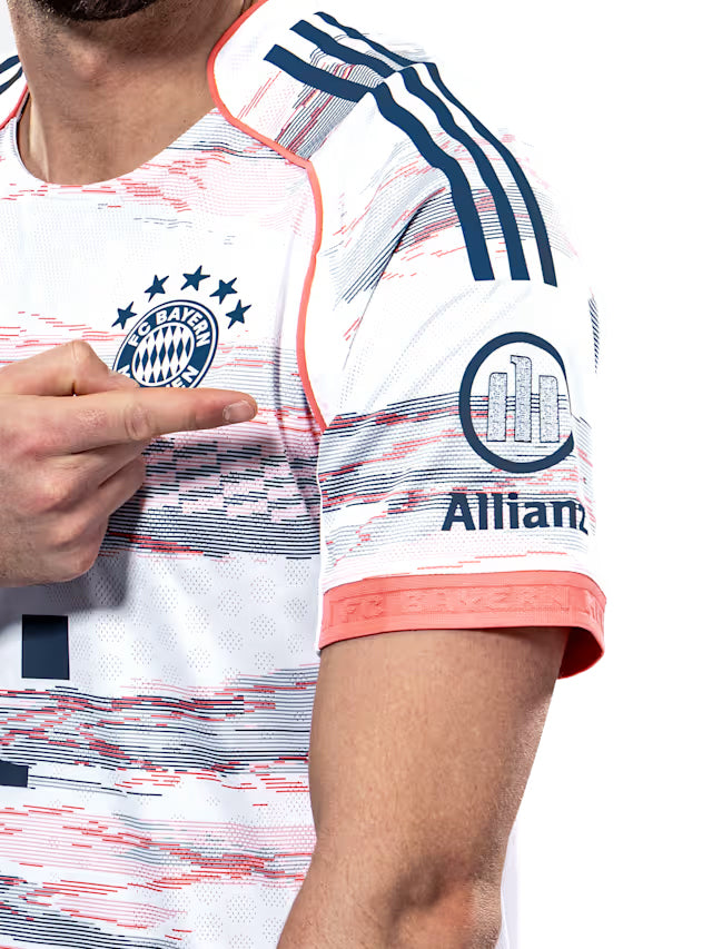 adidas Dier Authentic Away Jersey 25/26 w/ Sponsor + Meister Bundesliga Patch (White/Red)