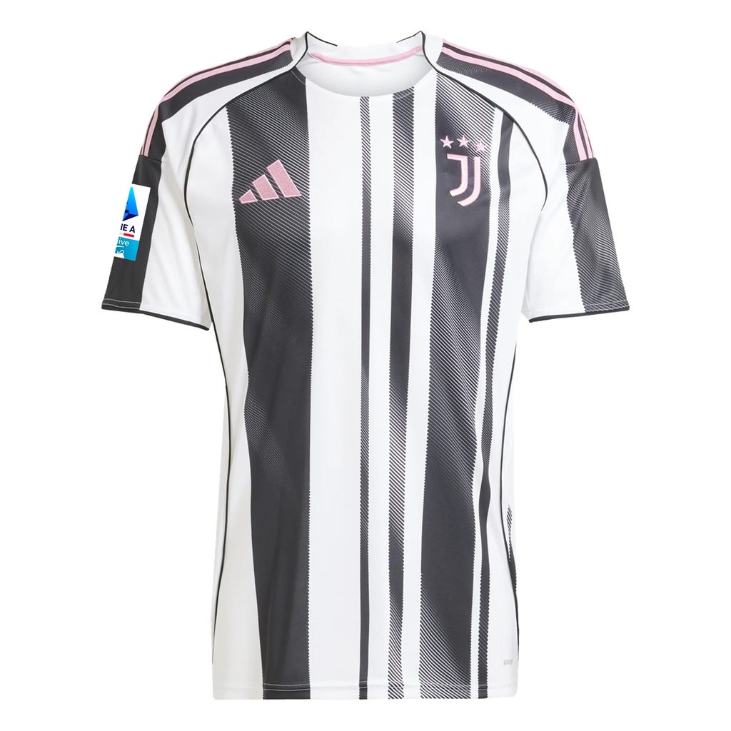 adidas Men's Juventus Gatti Home Jersey w/ Serie A Patch 25/26 (White/Black/Pink)
