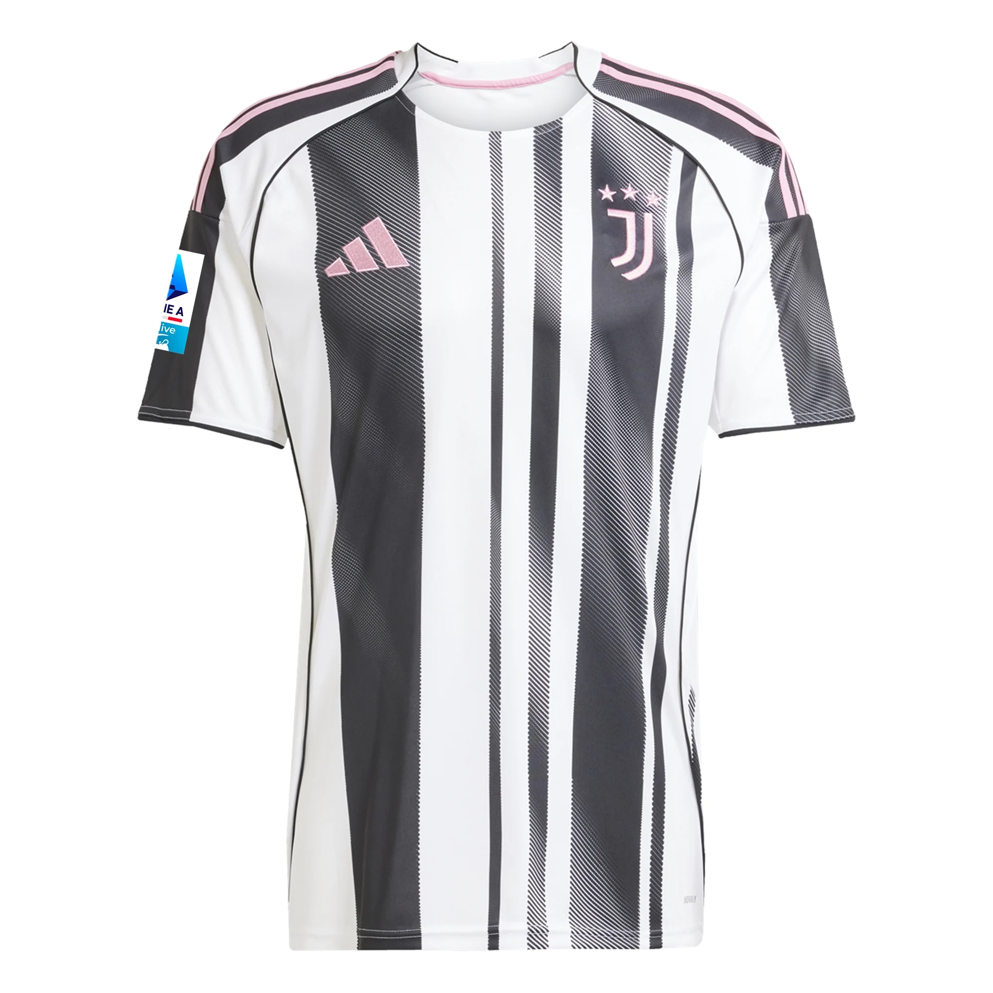 adidas Men's Juventus Miretti Home Jersey w/ Serie A Patch 25/26 (White/Black/Pink)