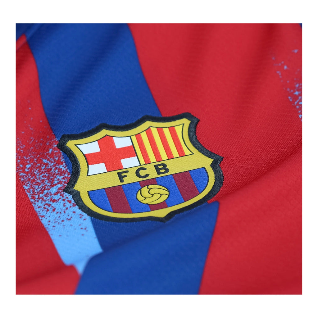 Nike Youth Raphinha FC Barcelona 4th Soccer Jersey 25/26 (Gym Blue/Salsa Red)