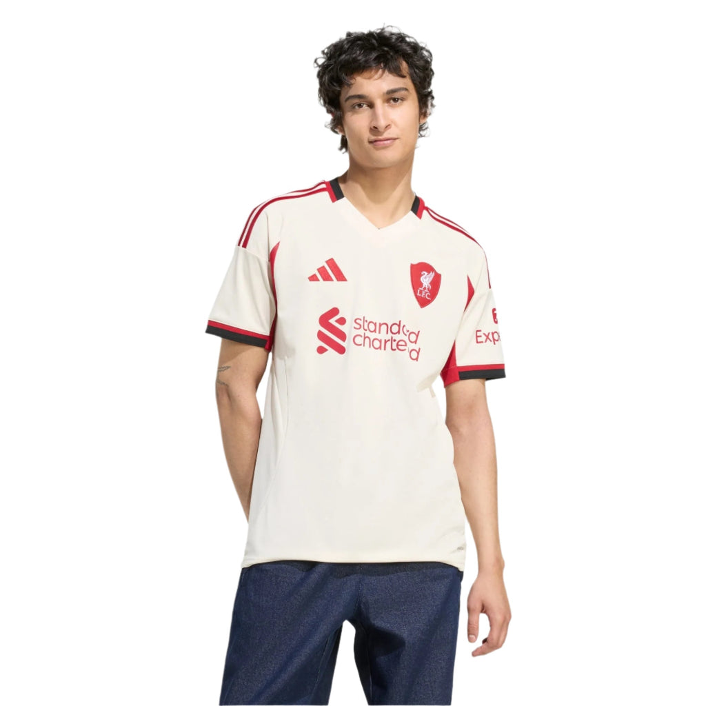 adidas Men's Liverpool Alexis Mac Allister Away Jersey w/ EPL Champions Patch 25/26 (Wonder White)