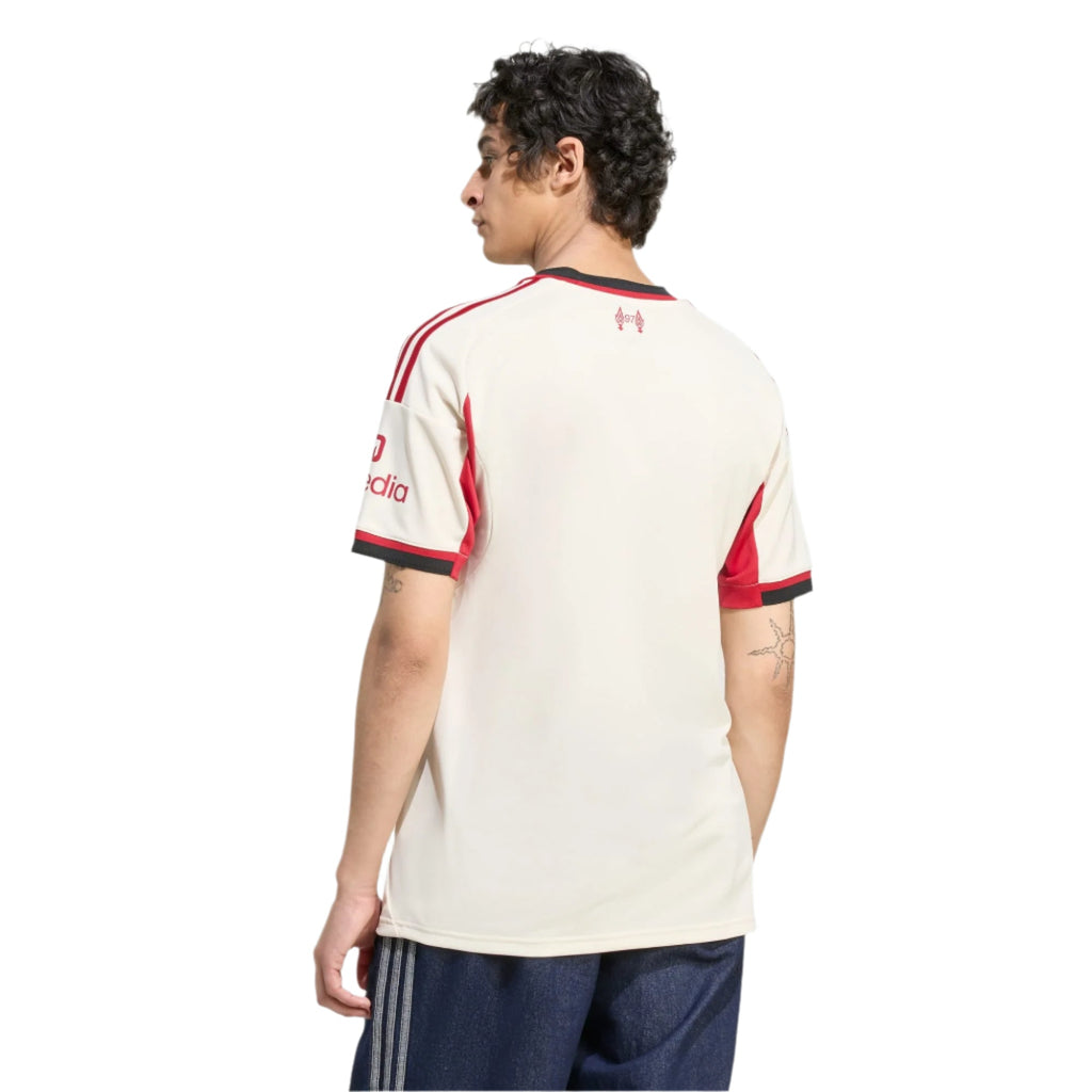 adidas Men's Liverpool Ibrahima Konaté Away Jersey w/ Champions League Patches 25/26 (Wonder White)
