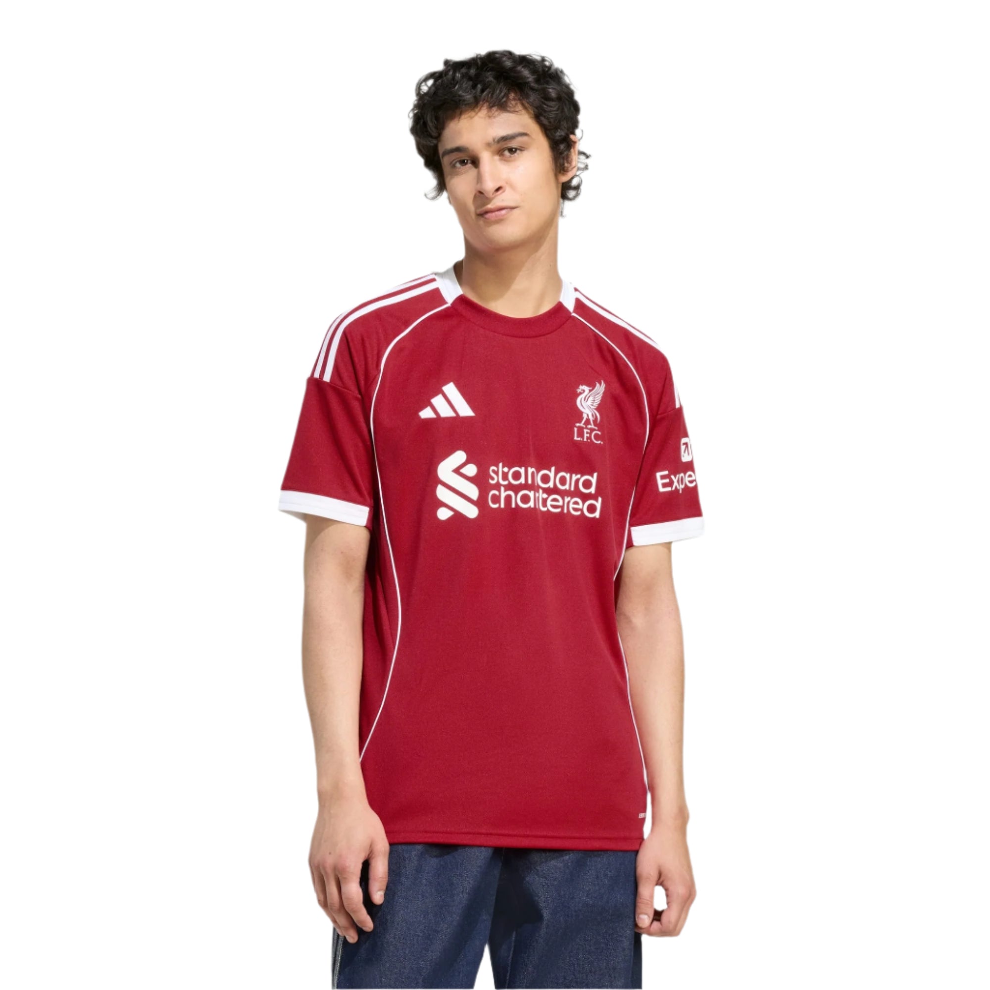 adidas Men's Liverpool Mac Allister Home Jersey 25/26 w/ Champions League Patches (Strawberry Red)