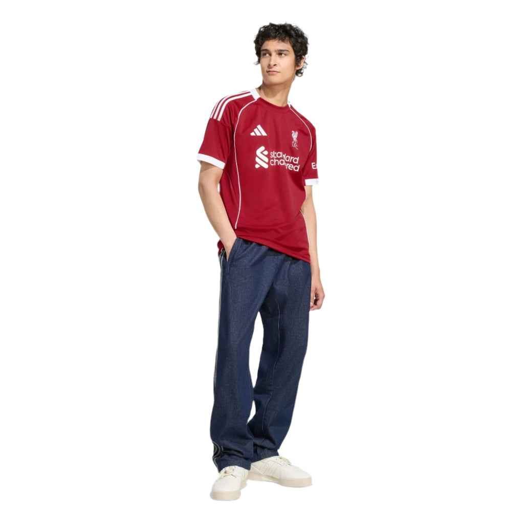adidas Men's Liverpool Kerkez Home Jersey 25/26 w/ Champions League Patches (Strawberry Red)
