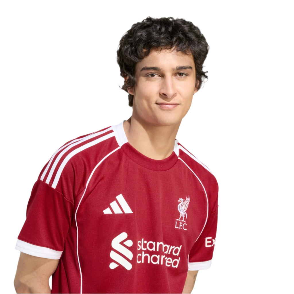 adidas Men's Liverpool Gomez Home Jersey 25/26 w/ Champions League Patches (Strawberry Red)