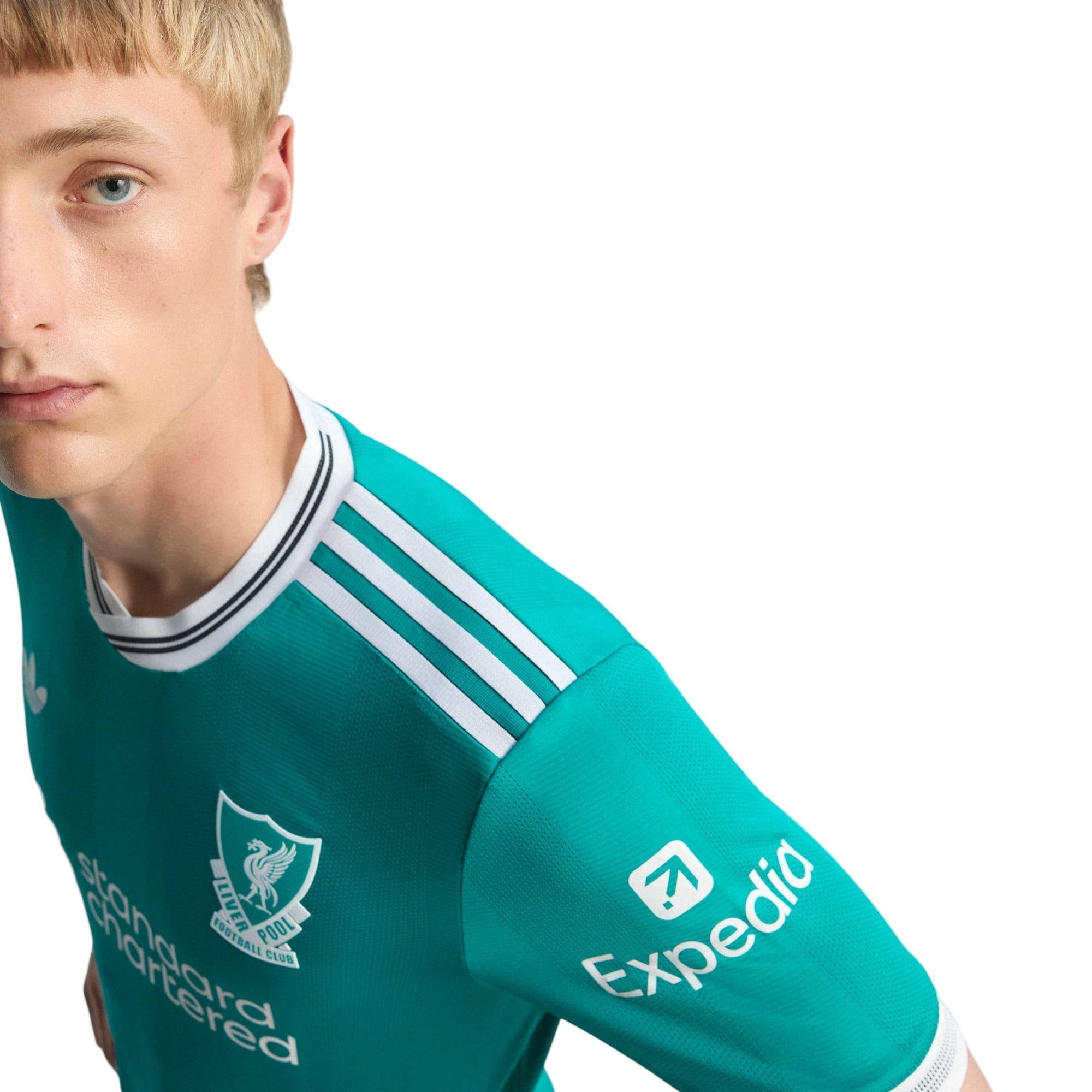 adidas Liverpool FC Authentic Third Jersey w/ EPL + No Room For Racism Patches 25/26 (Sea Green)