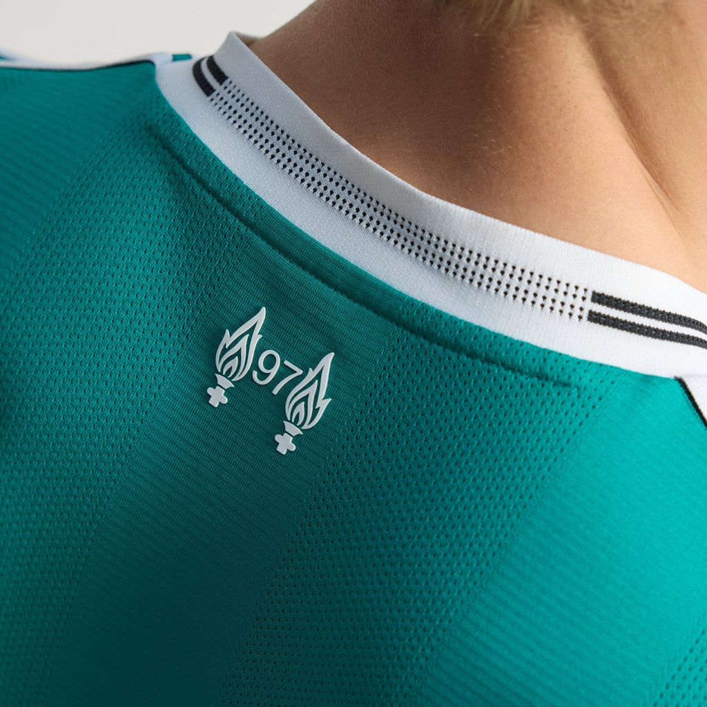 adidas Liverpool FC Authentic Andy Robertson Third Jersey w/ EPL + No Room For Racism Patches 25/26 (Sea Green)