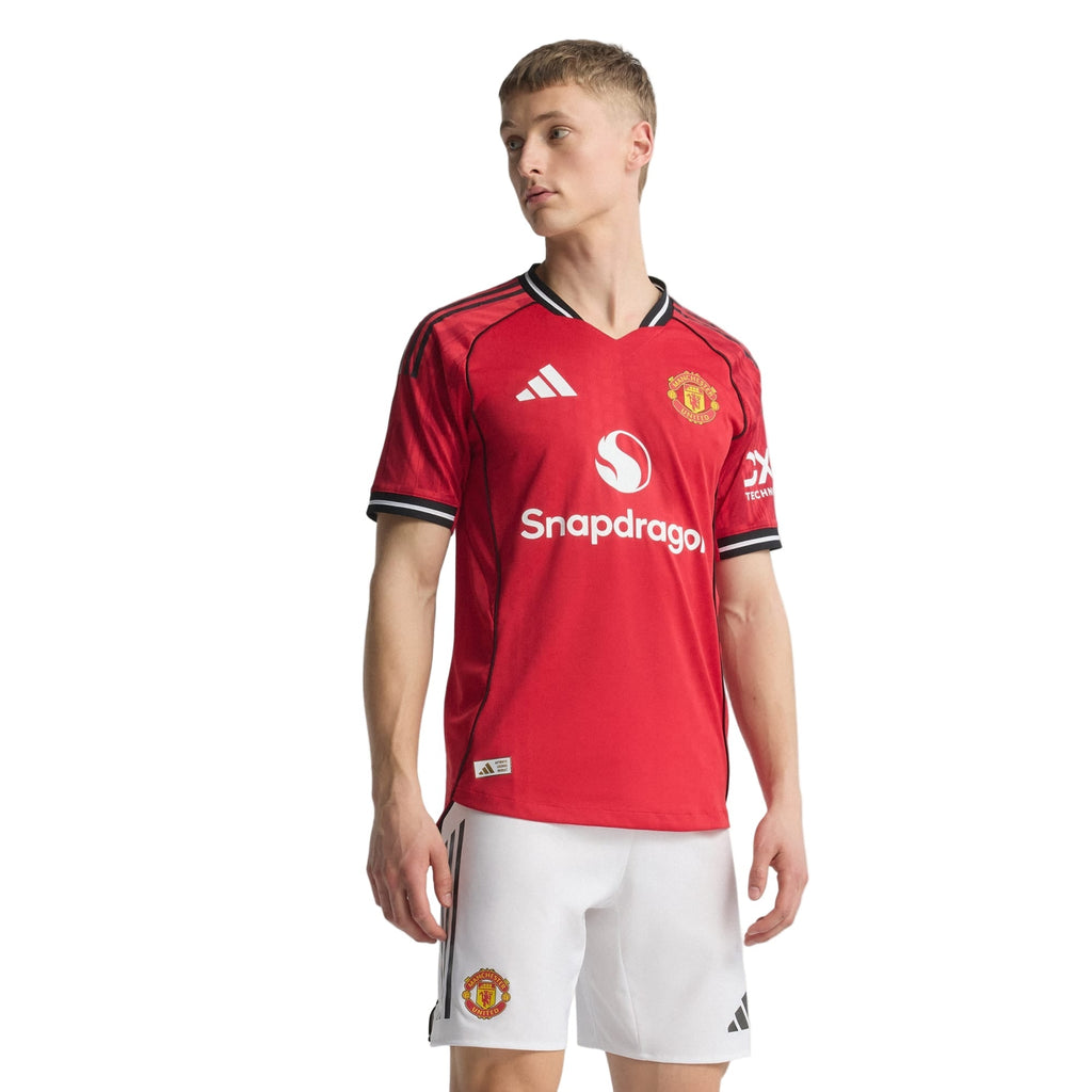 adidas Men's Manchester United Authentic Home Jersey 25/26 w/ NRFR + EPL Patch (Red)