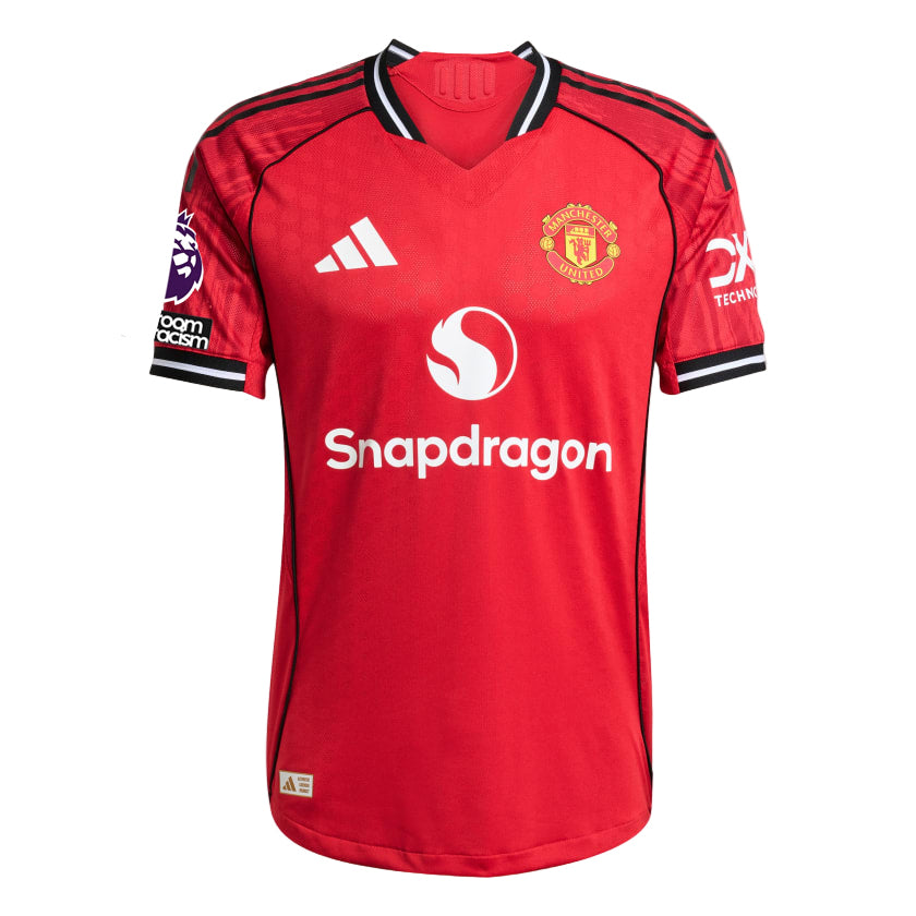 adidas Mbeumo Men's Manchester United Authentic Home Jersey 25/26 w/ NRFR + EPL Patch (Red)