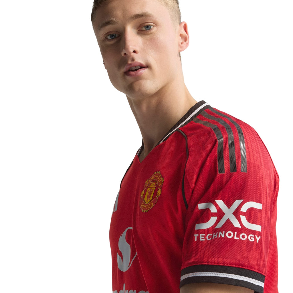 adidas Men's Manchester United Authentic Home Jersey 25/26 w/ NRFR + EPL Patch (Red)
