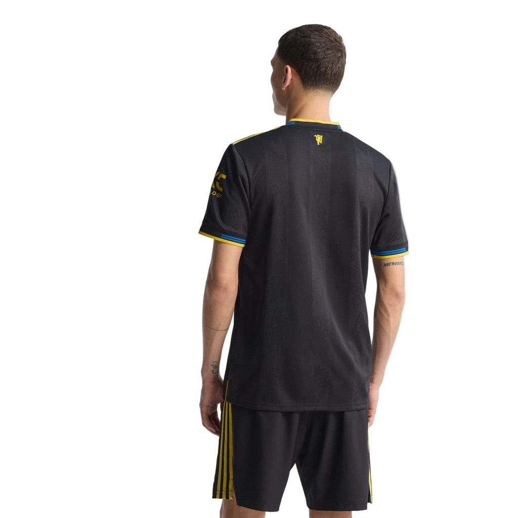 adidas Martinez Men's Manchester United Authentic Third Jersey 25/26 w/ NRFR + EPL Patches (Black)