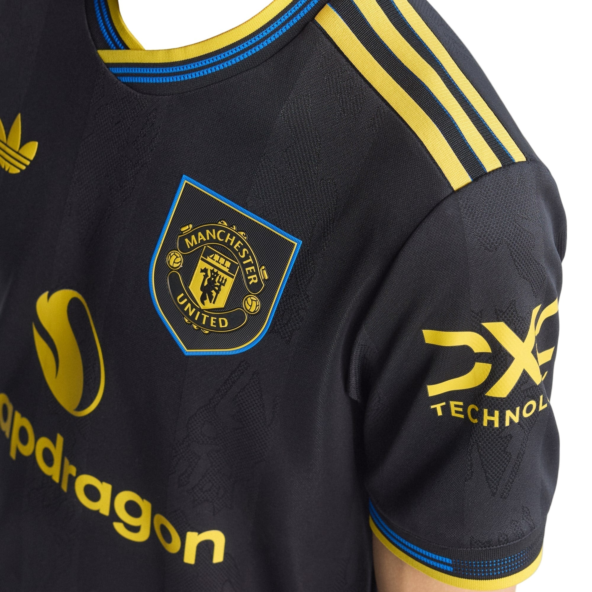 adidas Sesko Men's Manchester United Authentic Third Jersey 25/26 w/ NRFR + EPL Patches (Black)
