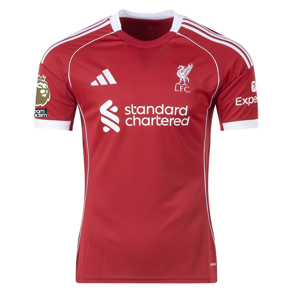 adidas Jones Men's Liverpool Home Jersey 25/26 w/ NRFR + EPL Champions Patch (Strawberry Red)