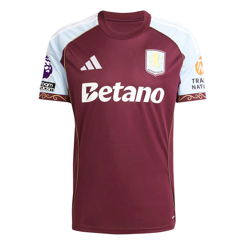 adidas Maatsen Men's Aston Villa Home Jersey 25/26 w/ NRFR + EPL Patches (Maroon/Blue)