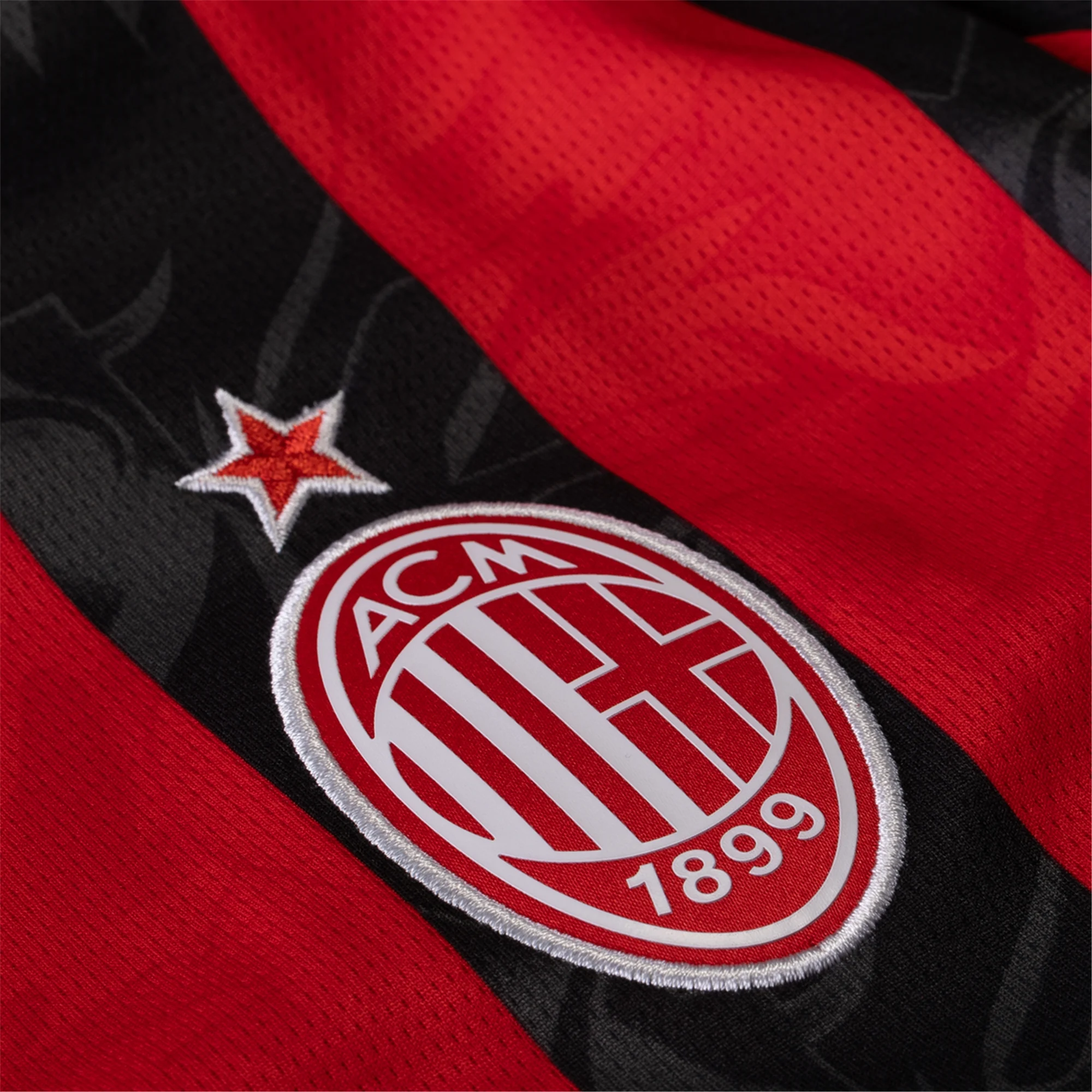 Puma Tomori Men's AC Milan Home Jersey w/ Champions League Patches 25/26 (Red/Black)