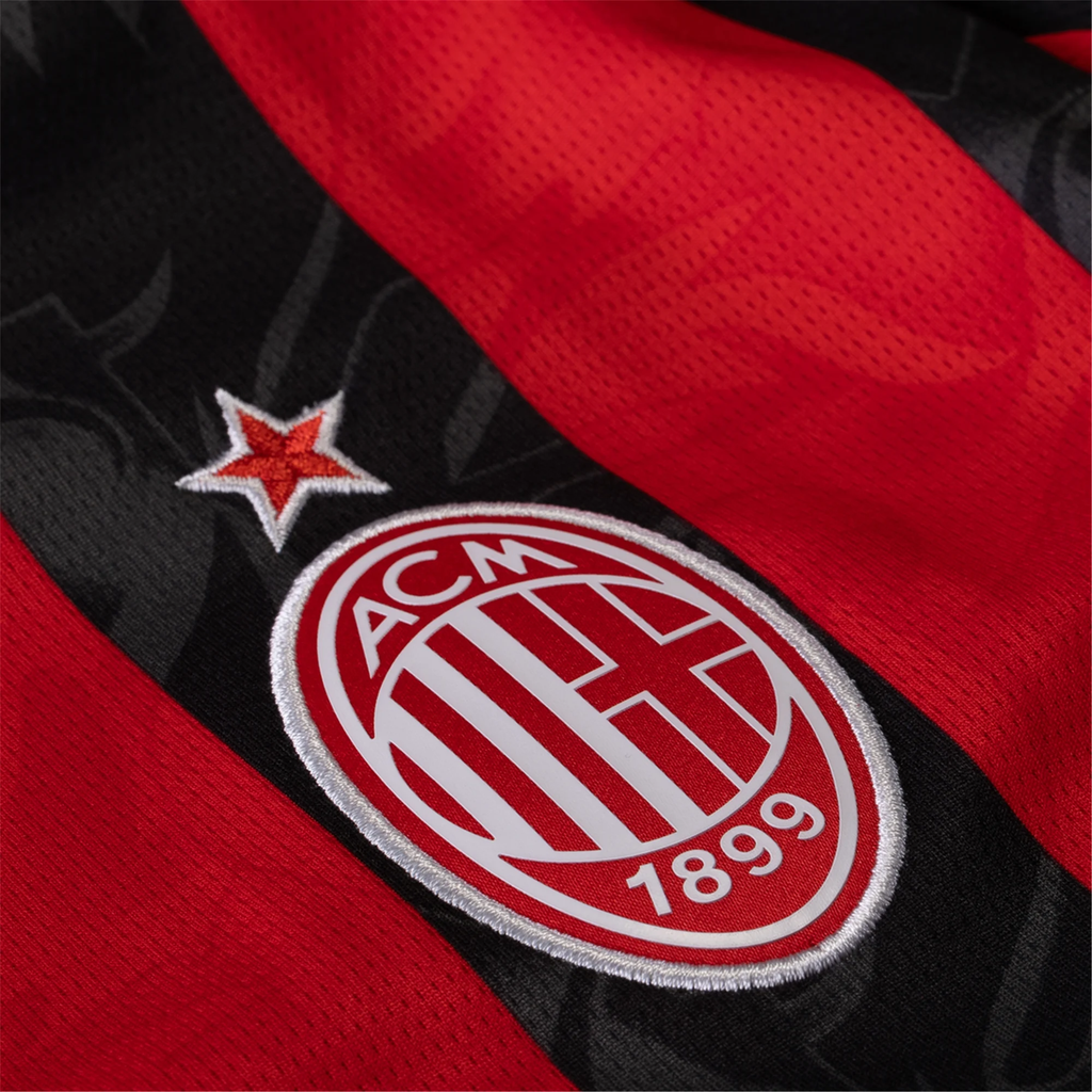 Puma Bartesaghi Men's AC Milan Home Jersey w/ Champions League Patches 25/26 (Red/Black)