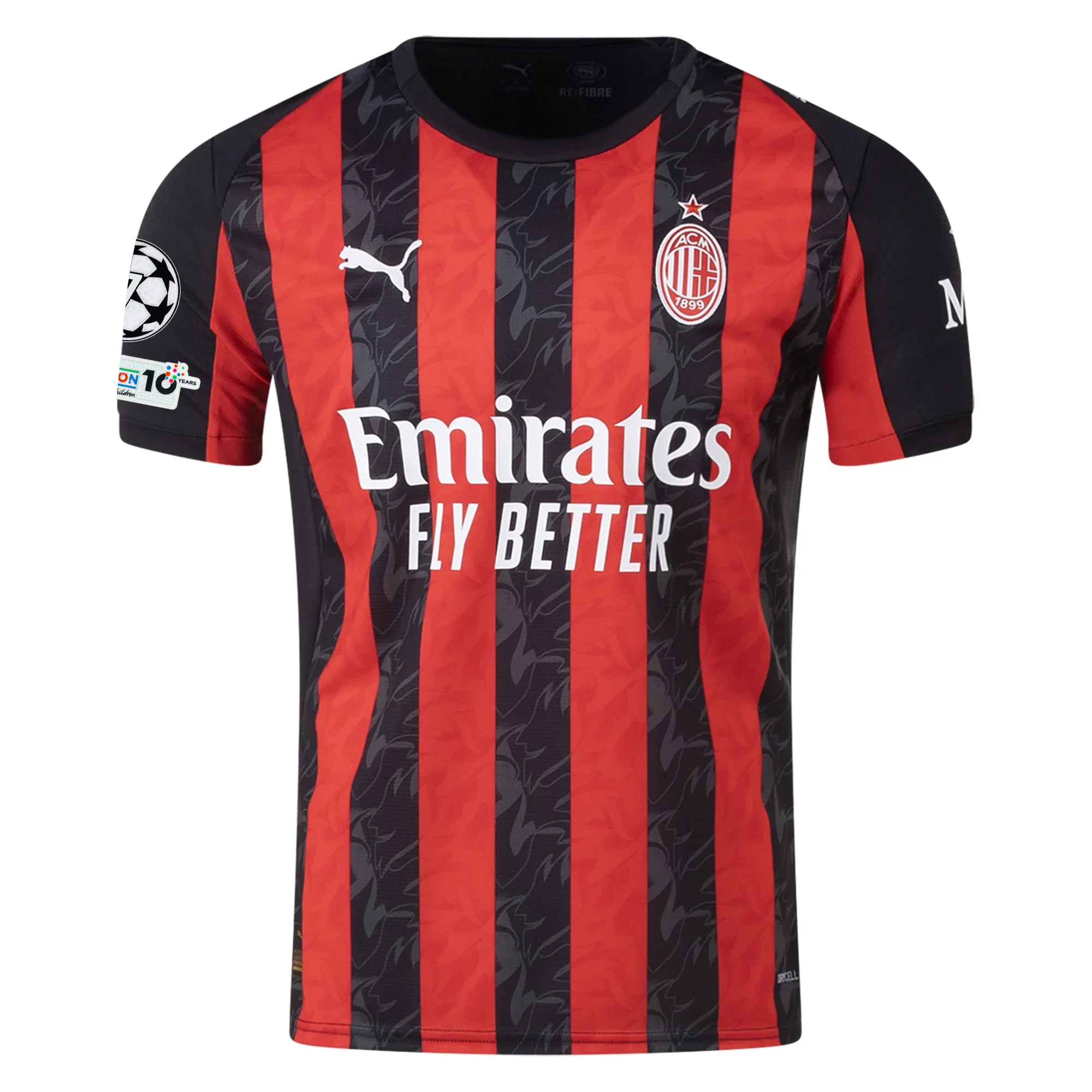 Puma Dest Men's AC Milan Home Jersey w/ Champions League Patches 25/26 (Red/Black)