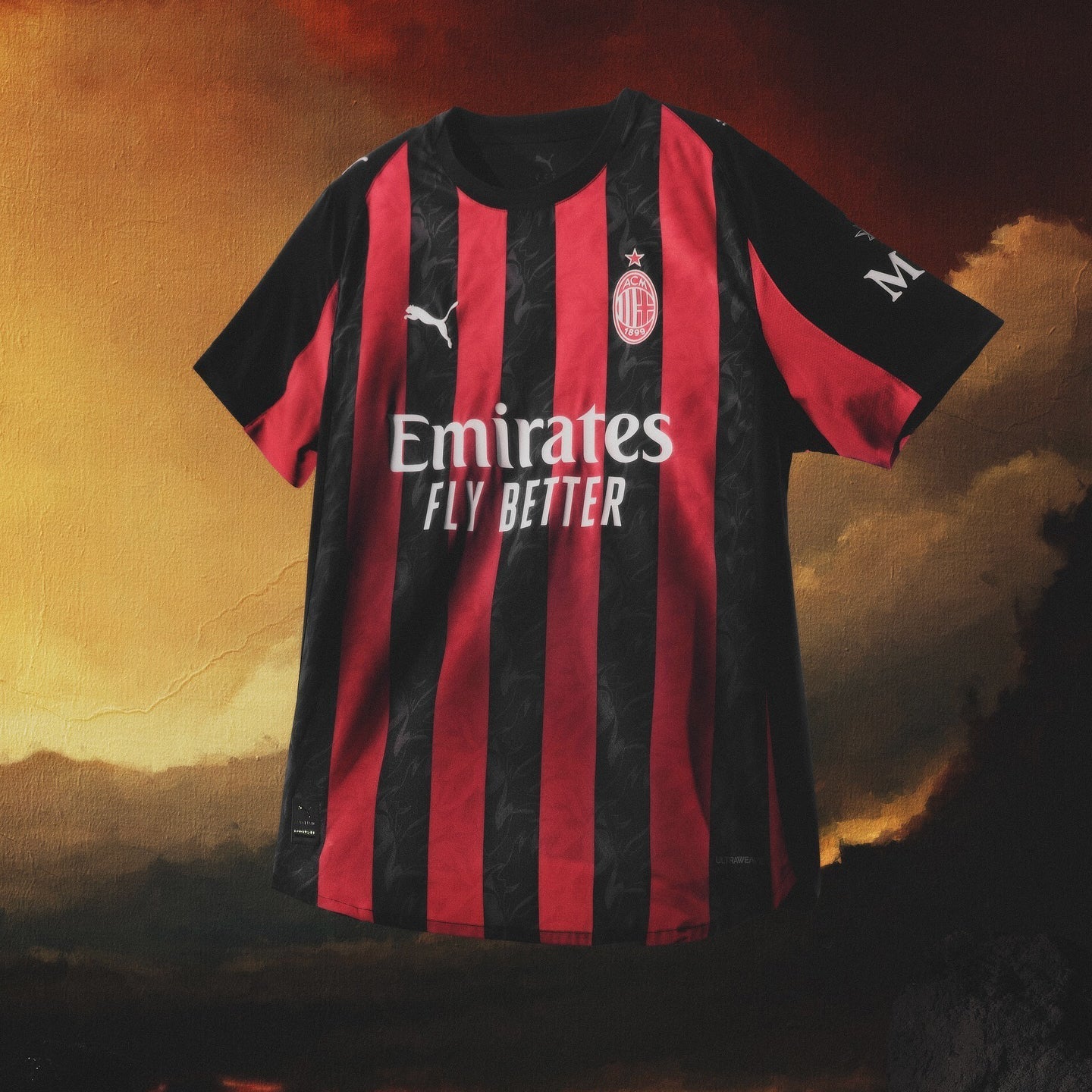 Puma Rafa Leao Men's AC Milan Authentic Home Jersey 25/26 w/ Seria A Patch (Red/Black)