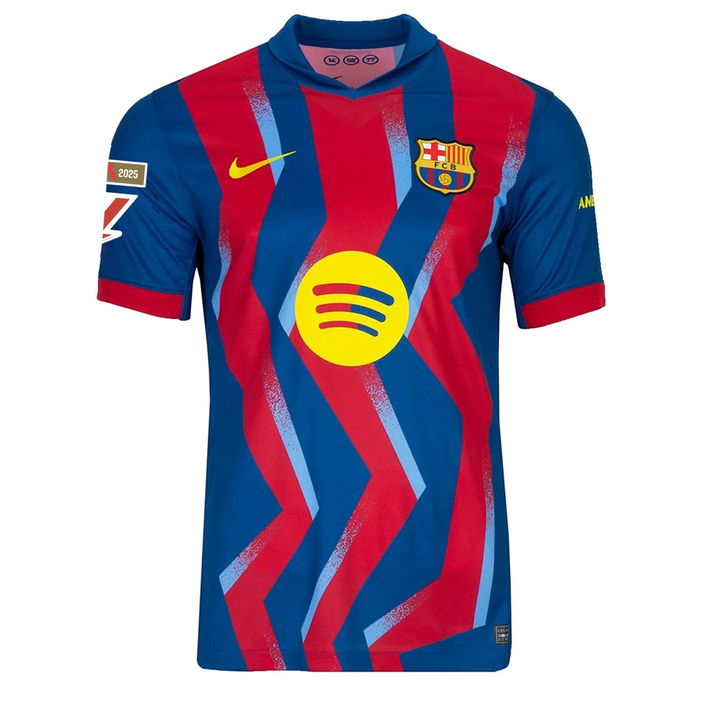 Nike Men's FC Barcelona Gerard Martin 4th Jersey 25/26 w/ La Liga Patches (Blue/Red/Yellow)