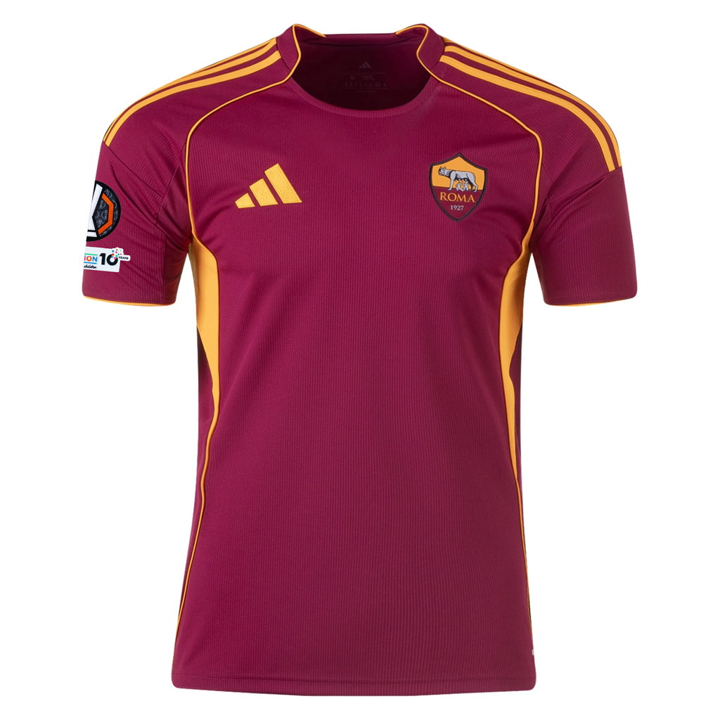 adidas Men's Roma Mario Hermoso Home Jersey w/ Europa League Patches 25/26 (Burgundy)