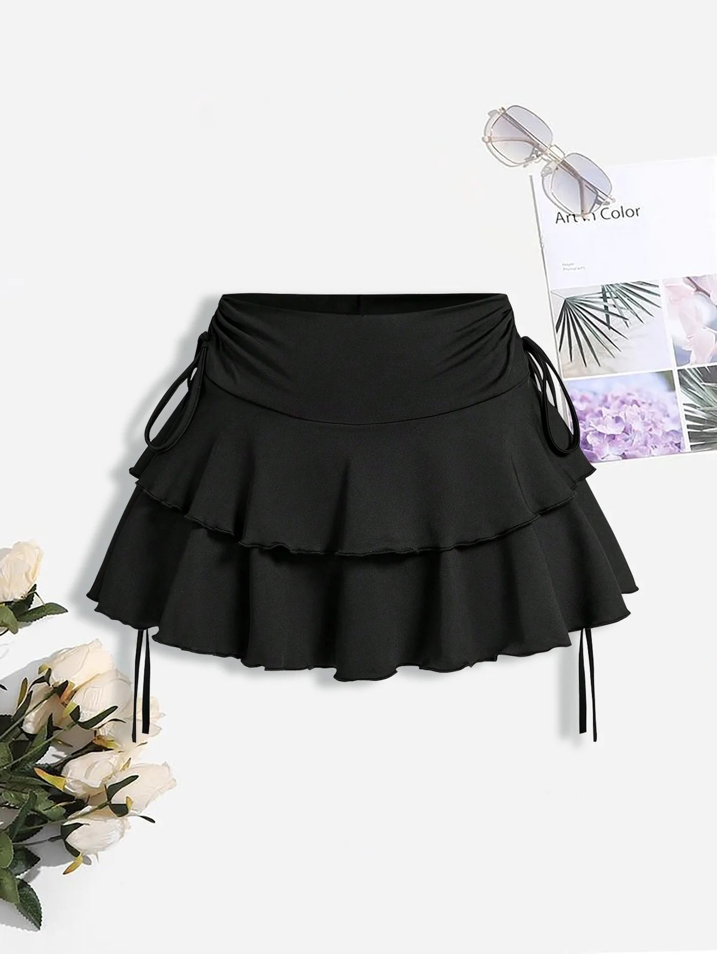 2025 New Solid Color Skirt Women Summer Fashion Outdoor Versatile High Waist Slim Fit Elastic Waist Short Skirt Goods In Stock