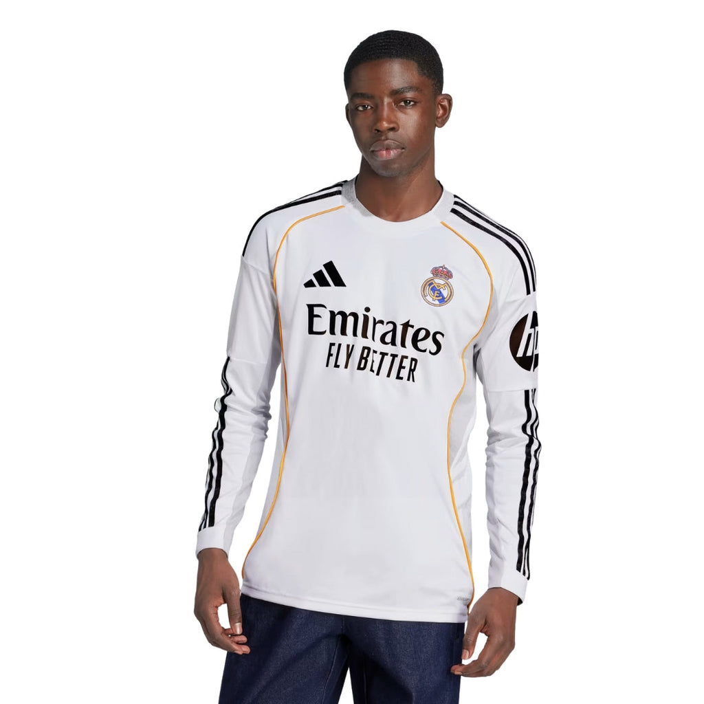 adidas Real Madrid Carvajal Long Sleeve Home Jersey w/ Intercontinental + Champions League Patches 25/26 (White)