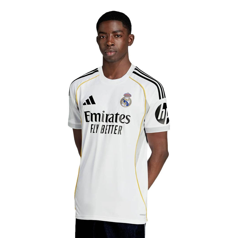 adidas Men's Real Madrid 25/26 Home Jersey w/ La Liga + Intercontinental Champion Patch (White)