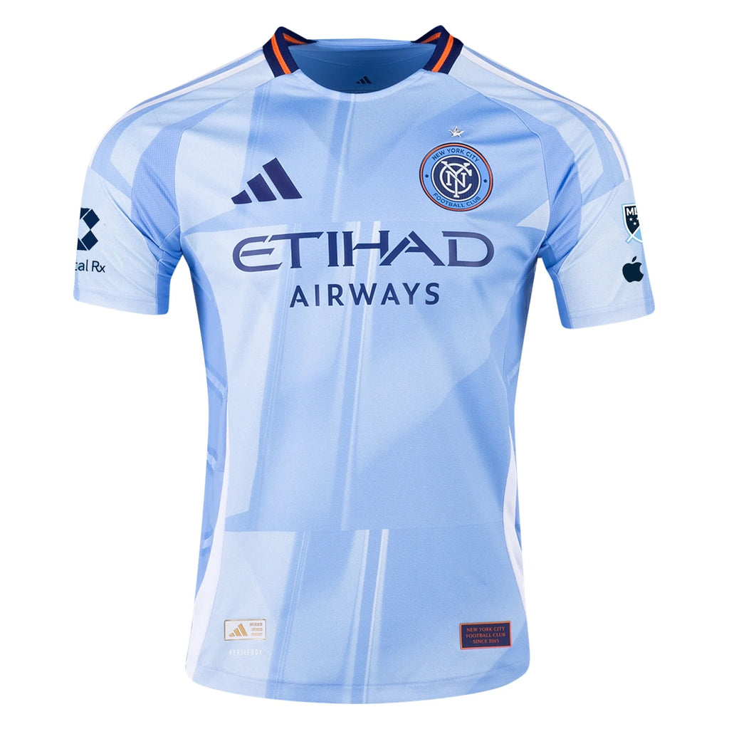 adidas Matt Freese New York City FC Authentic Home Jersey 25/26 w/ MLS Patches (Bahia Light Blue)