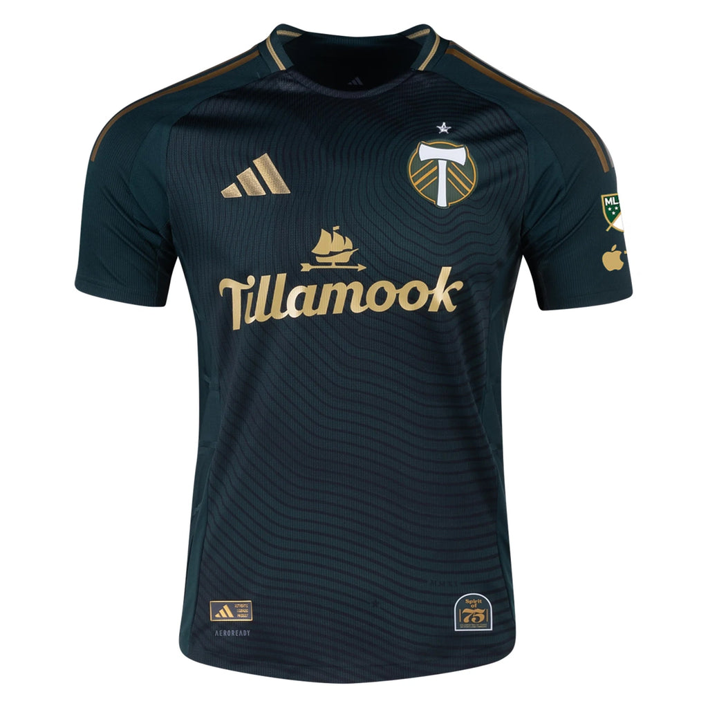 adidas Hunter Sulte Portland Timbers Authentic Home Jersey w/ MLS & Apple Patch 25/26 (Green/Gold)